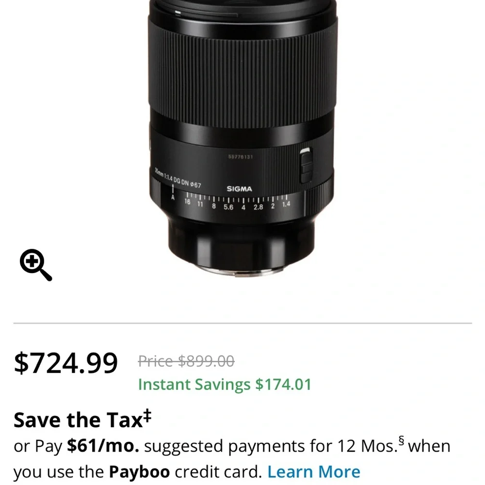 Sony Sigma Art 35mm 1:1.4 Brand New!
